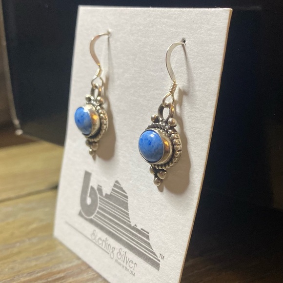 SALE! Denim Lapis Set in 925 Sterling Silver Earrings - Picture 3 of 7